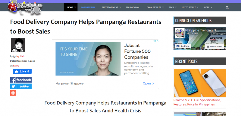 Food Delivery Company Helps Pampanga Restaurants to Boost Sales