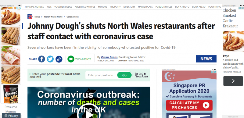 Johnny Dough's closes both restaurants after staff contact with coronavirus case