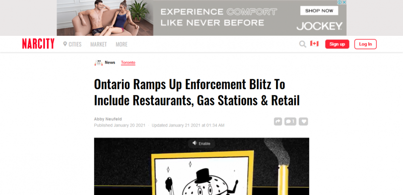 Ontario Ramps Up Enforcement Blitz To Include Restaurants, Gas Stations & Retail
