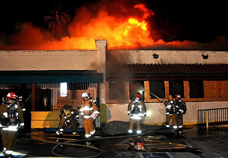Closed restaurant building burns in Sun Valley