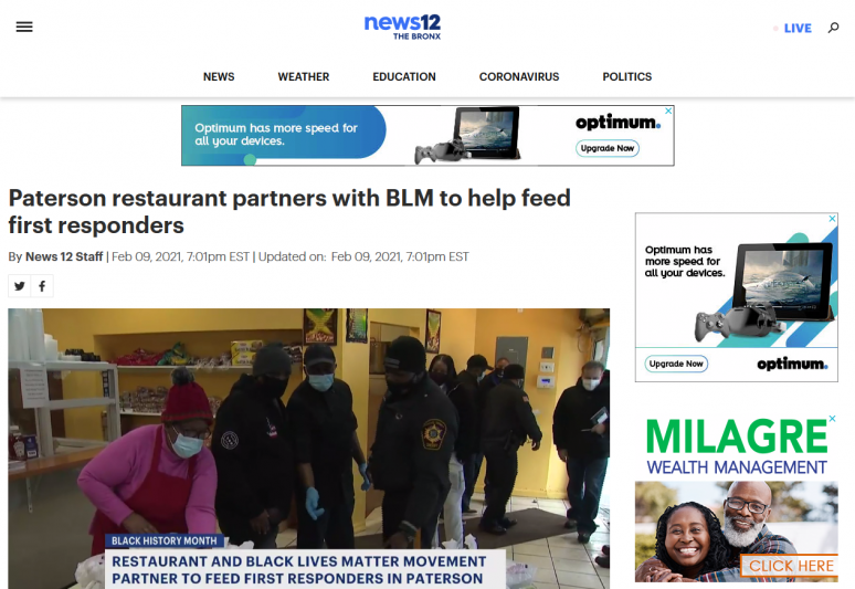 Paterson restaurant partners with BLM to help feed first responders