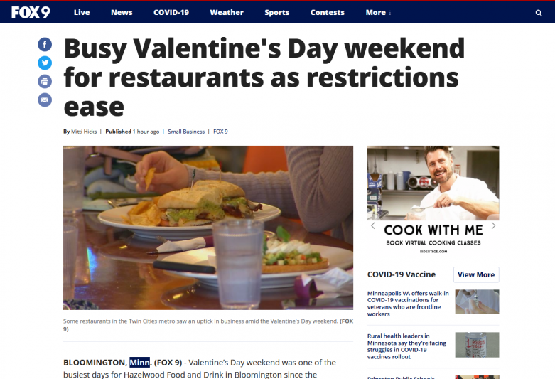 Busy Valentine's Day weekend for restaurants as restrictions ease