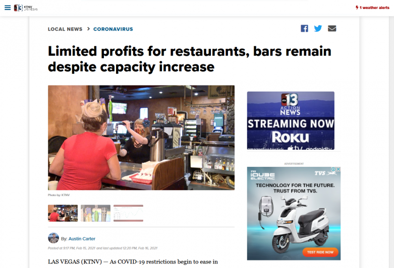 Limited profits for restaurants, bars remain despite capacity increase