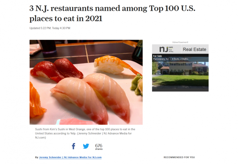 3 N.J. restaurants named among Top 100 U.S. places to eat in 2021
