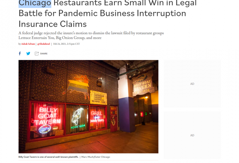 Chicago Restaurants Earn Small Win in Legal Battle for Pandemic Business Interruption Insurance Claims