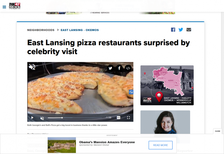 East Lansing pizza restaurants surprised by celebrity visit