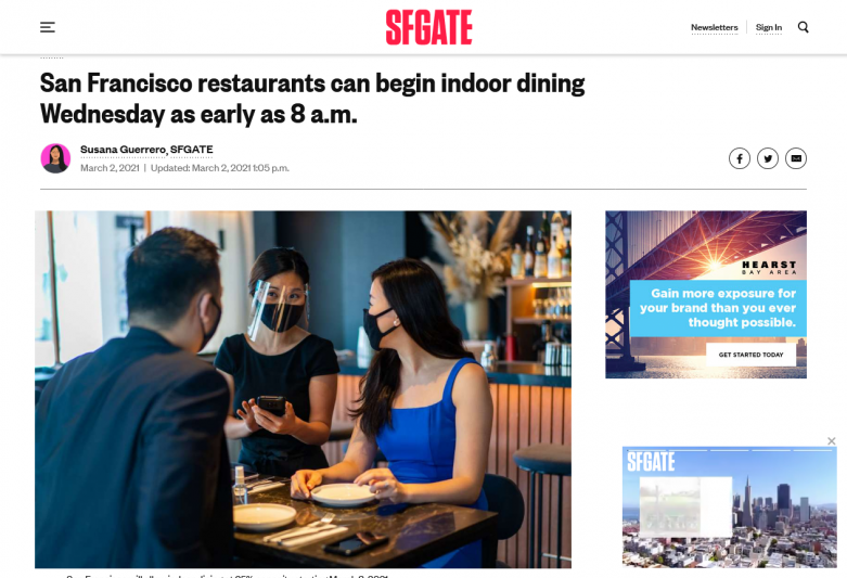 San Francisco restaurants can begin indoor dining Wednesday as early as 8 a.m.
