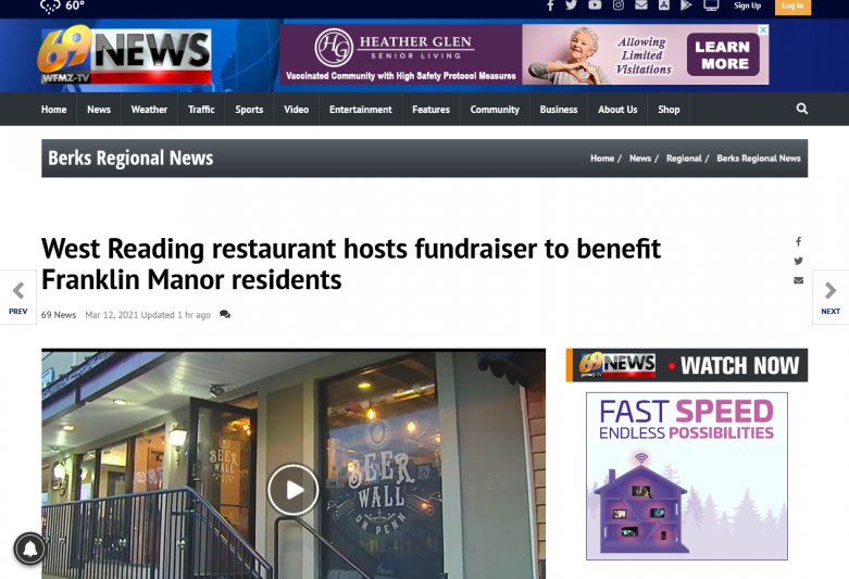 West Reading restaurant hosts fundraiser to benefit Franklin Manor residents