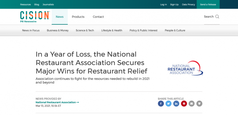 In a Year of Loss, the National Restaurant Association Secures Major Wins for Restaurant Relief