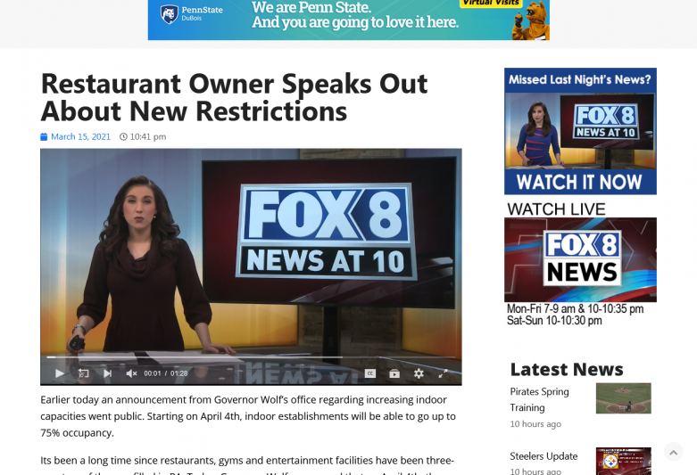Restaurant Owner Speaks Out About New Restrictions
