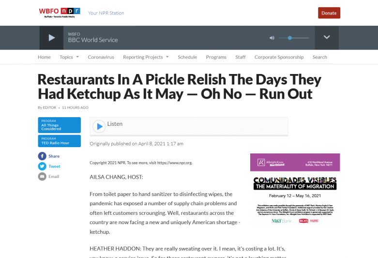 Restaurants In A Pickle Relish The Days They Had Ketchup As It May — Oh No — Run Out