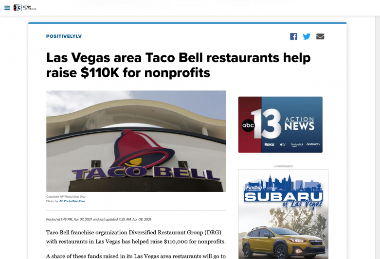 Las Vegas area Taco Bell restaurants help raise $110K for nonprofits