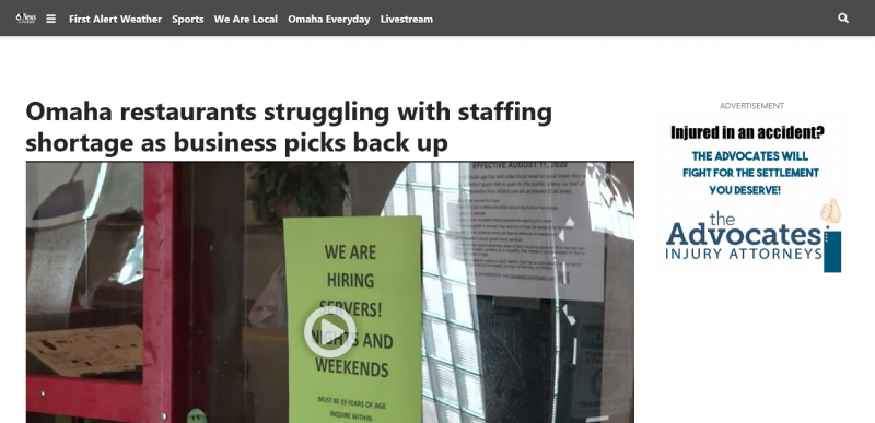 Omaha restaurants struggling with staffing shortage as business picks back up